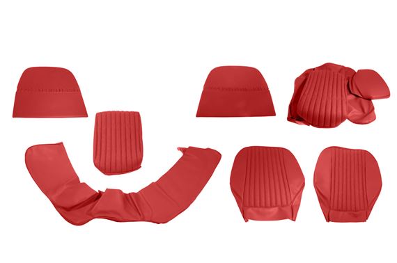 Triumph Stag Full Leather Front Seat Cover Kit - Mk1 - UK & European - Non Headrest Per Vehicle - Red (Plain Flutes) - RS1639RED FL